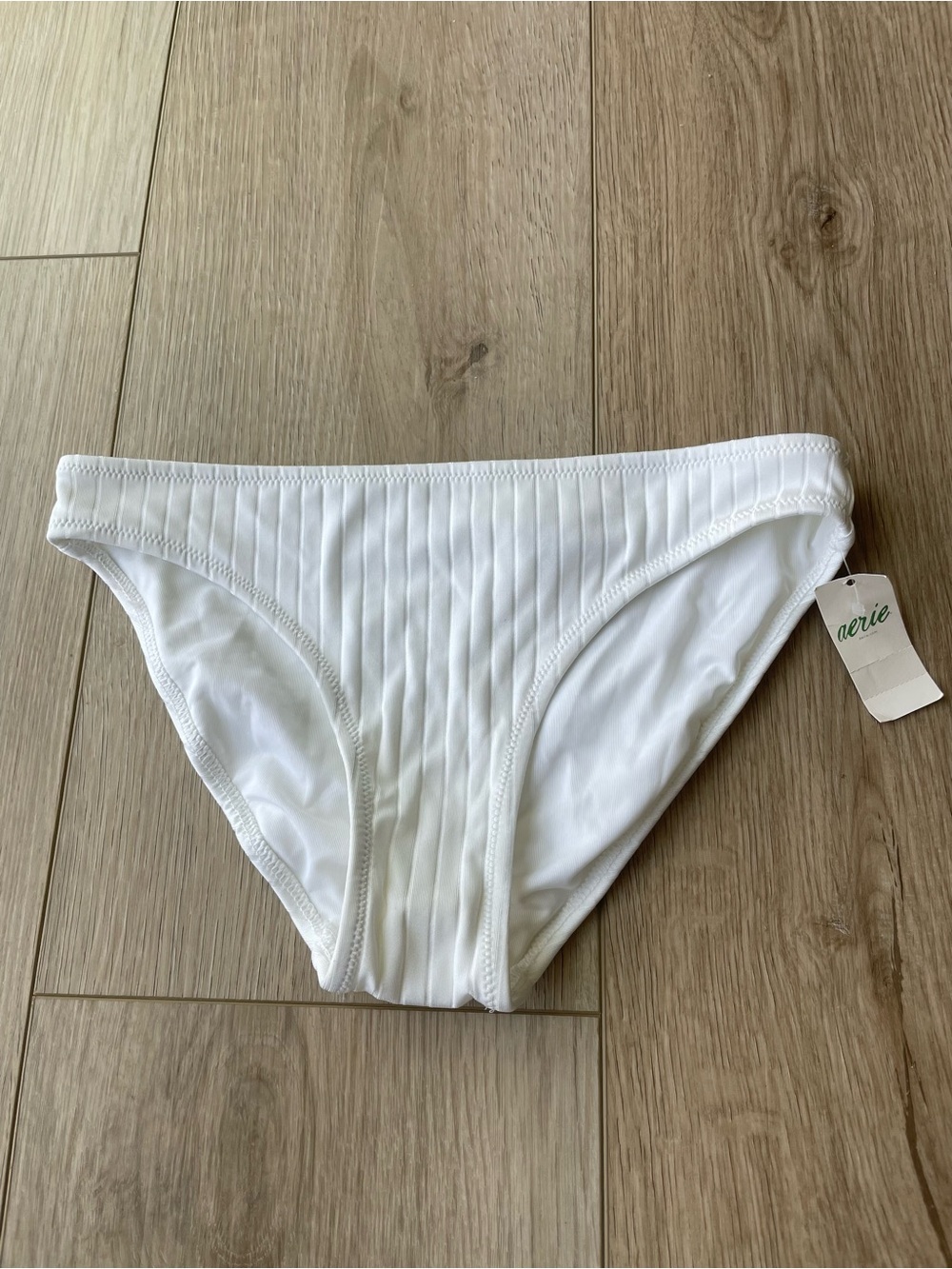 Aerie White Ribbed Shine Bikini Bottom New With Tags